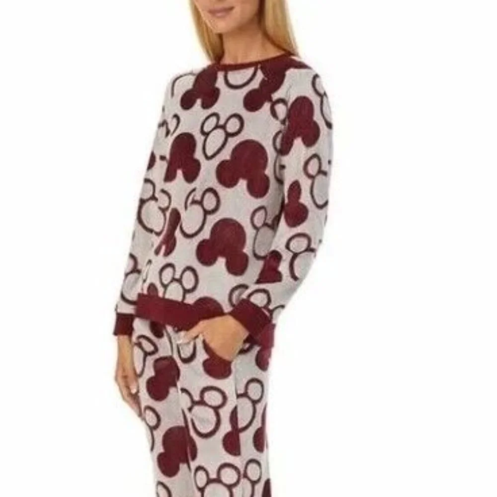 Disney Women's Mickey Mouse 2 Piece Fleece Pajama Loungewear Set  Size XXL Red - Picture 8 of 16